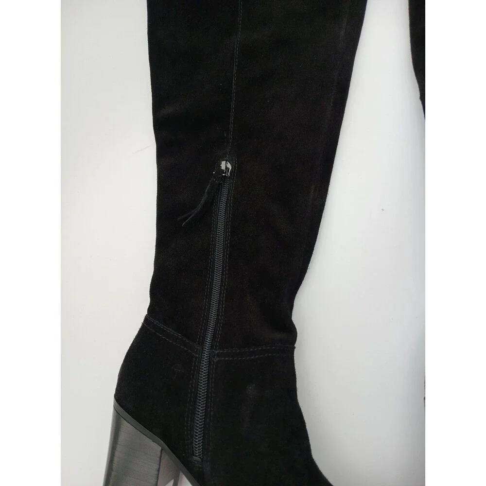 Naturalizer Kyrie Over The Knee Suede Boots Womens Size 6M Black Block Heel